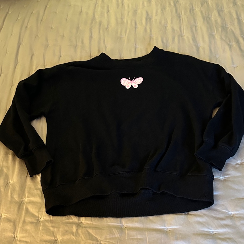 Old Navy Black Hoodie with Pink Butterfly